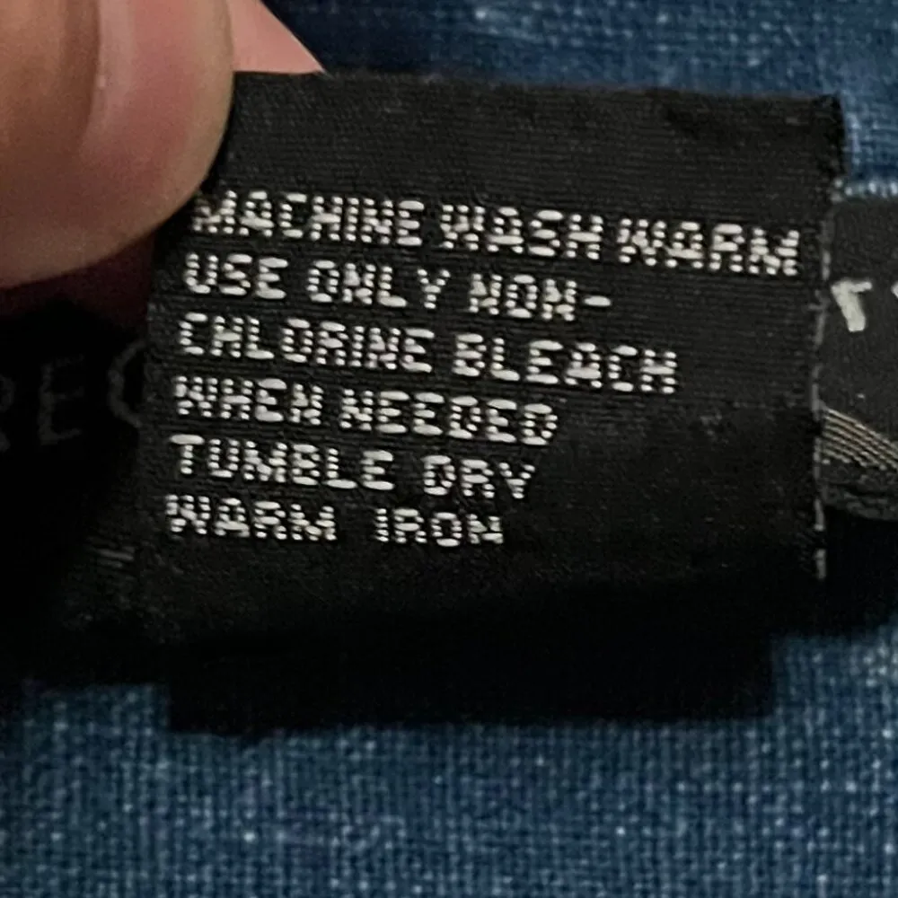 Requirements VTG linen cotton denim shirt dress size large floral patriotic - Image 9