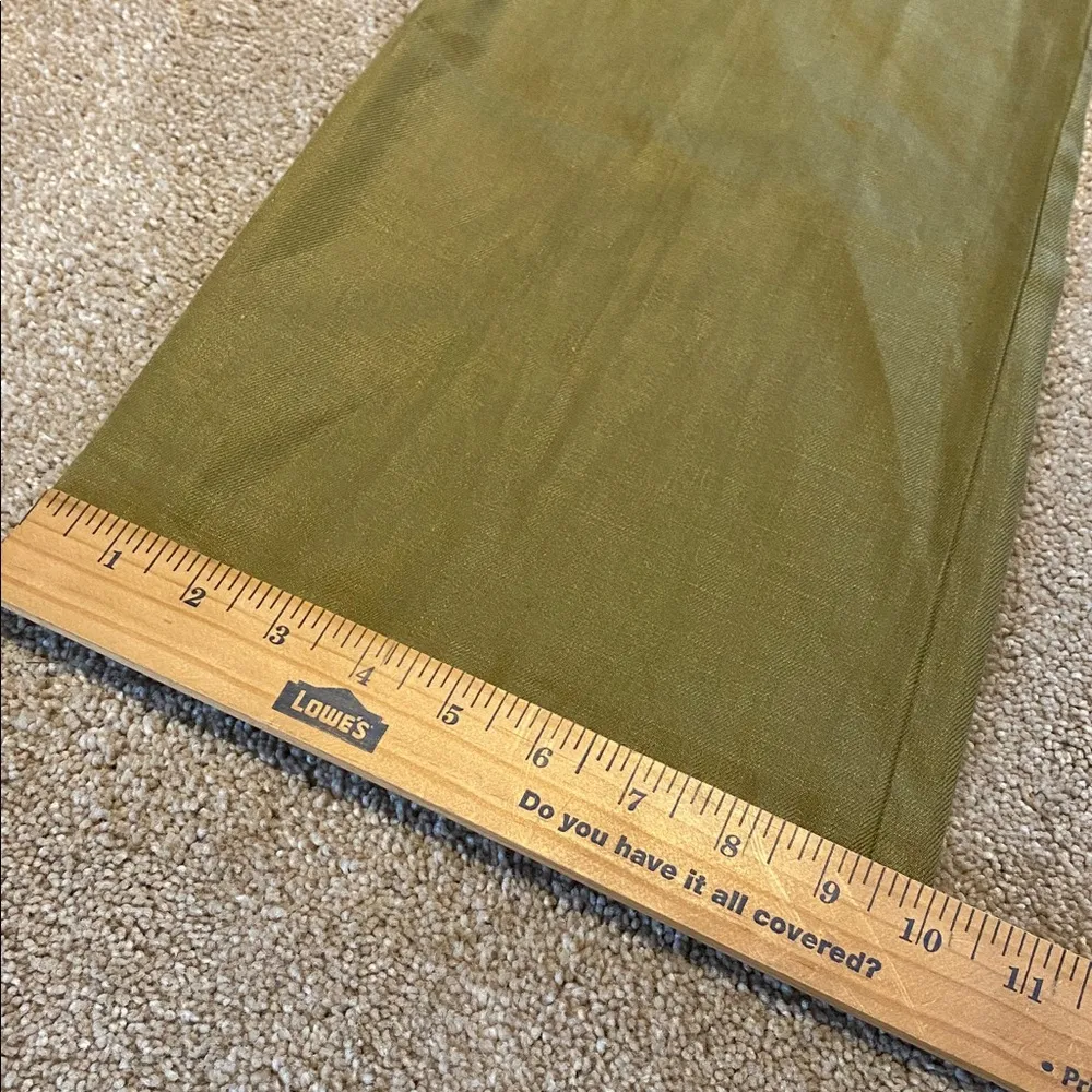Cabi Linen Iridescent Olive Green Sailor Button Detail Wide Leg Pants Size 10 - Image 3