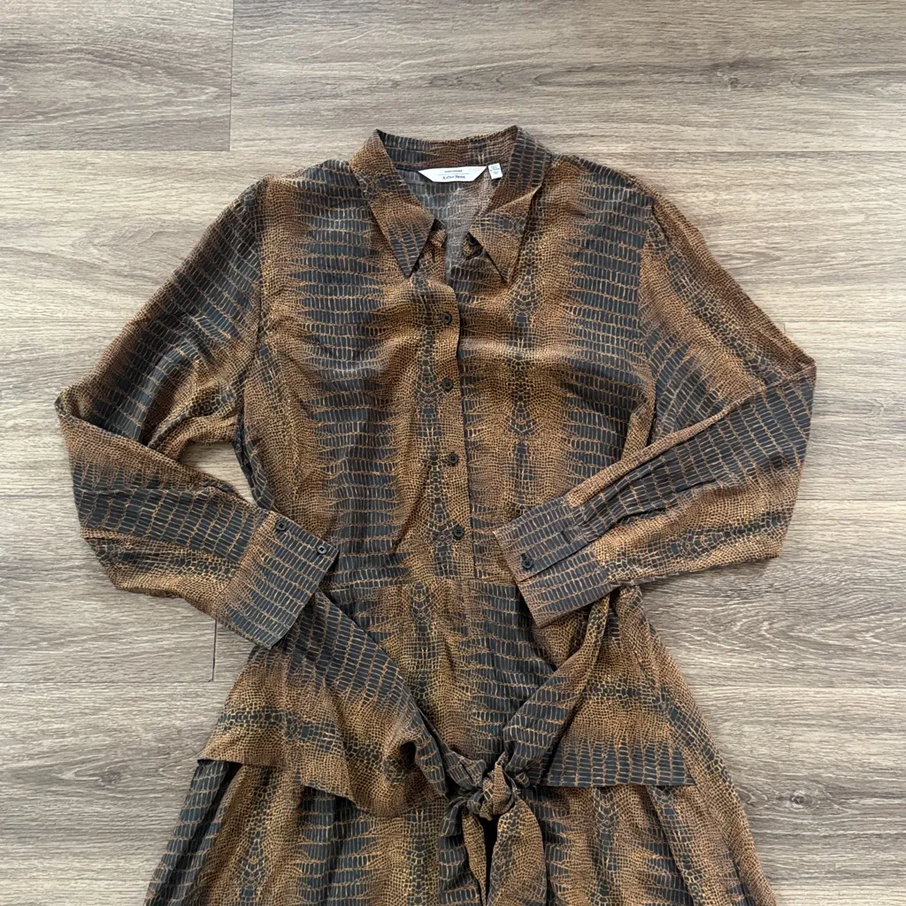 & Other Stories Brown and Black Long Sleeve Dress Size 12 - Image 5