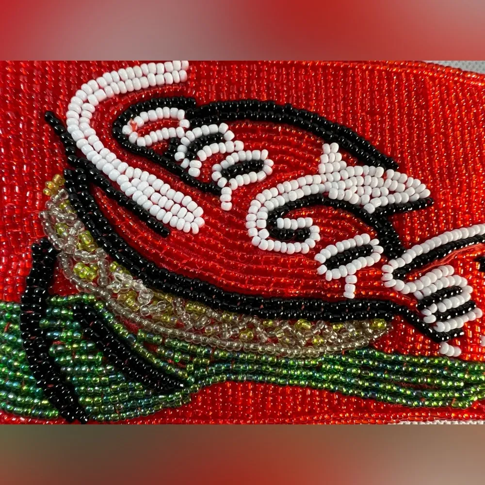 VINTAGE: small, beaded wristlet bag Red - Image 13