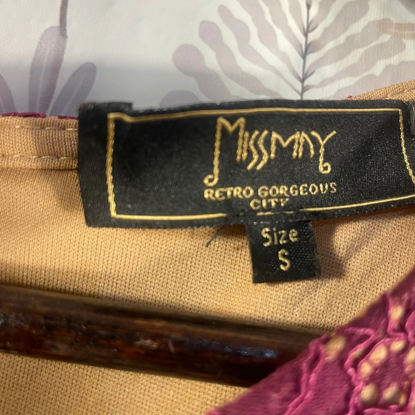 Missmay Retro Gorgeous City Burgundy Lace‎ Maxi Dress Women's S Evening Wedding Tan - Image 11