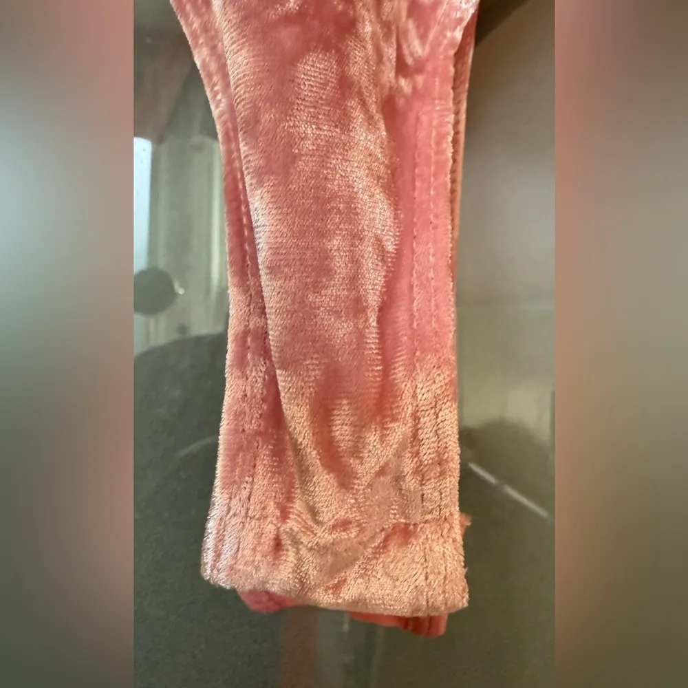 And Now This Blushing Bloom Crushed Velvet Pastel Pink Bodysuit NWT - Image 5