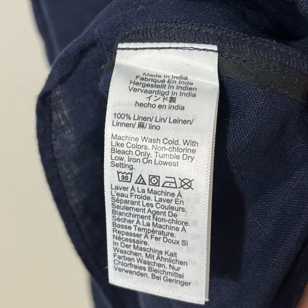 NEW J CREW Capitaine 100% Linen Shirt Dress Size Large Navy Short Sleeve NWOT - Image 7