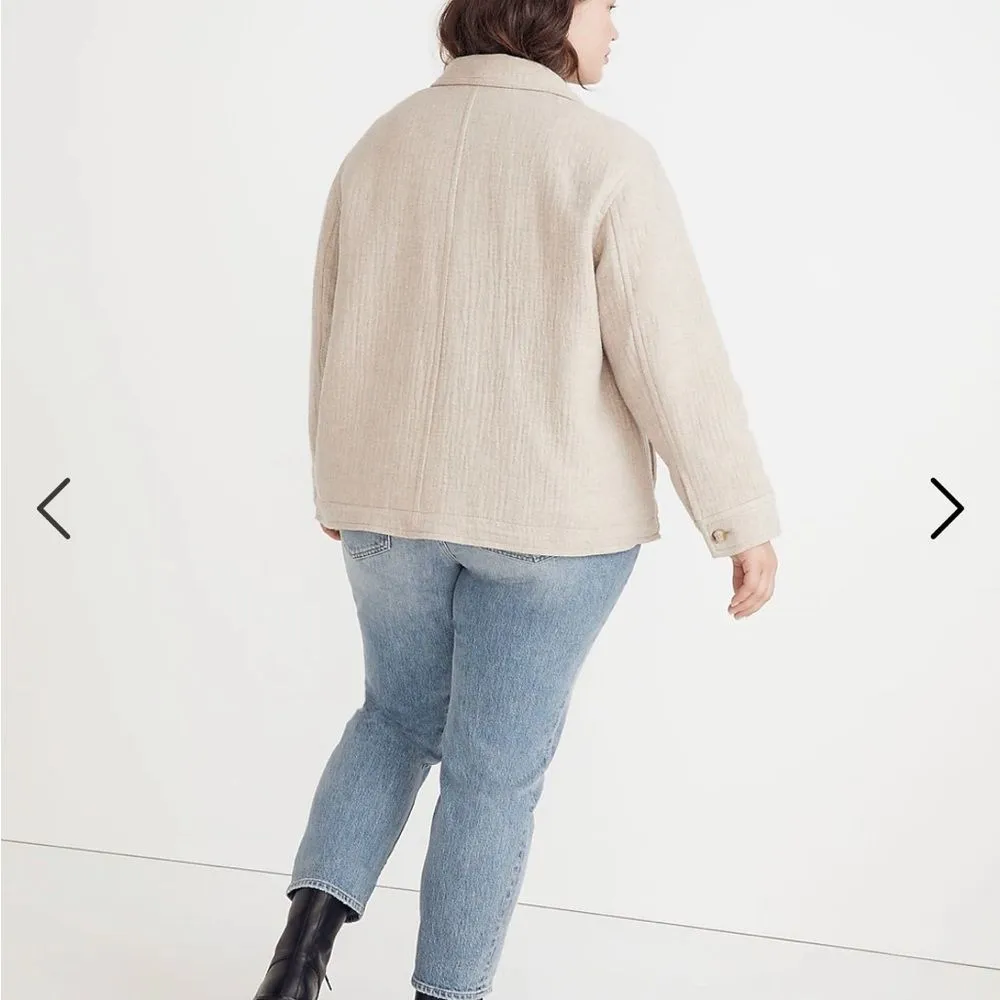 Madewell Plus Clairmont Crop Jacket 2X NWT Wool Blend Tan Neutral Coat - Image 4