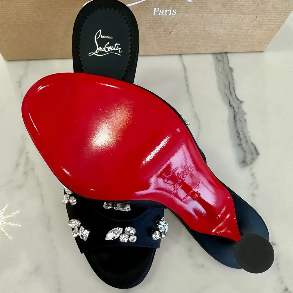 Christian Louboutin Degraqueen 85mm Crystal Slide Sandals - Image 7