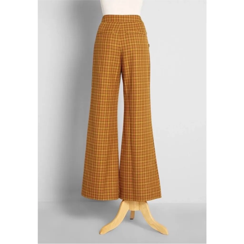ModCloth Making Power Moves Wide Leg Plaid Pants Size 14 - Image 3