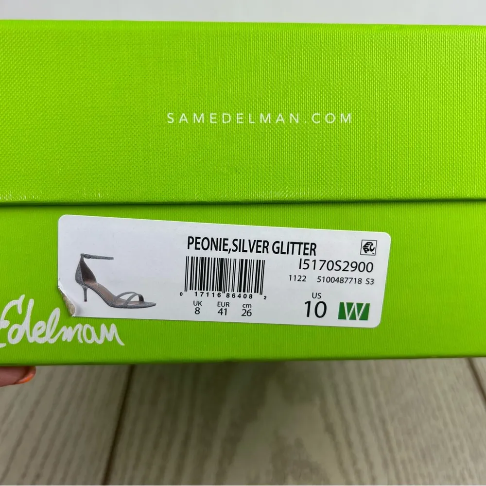 Sam Edelman Women's Peonie Kitten Heel Sandals 10W Soft Silver $130 - Image 8