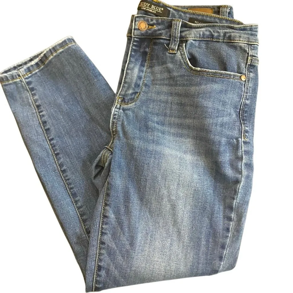 Judy Blue Relaxed Fit Angie Straight Leg Distressed Jeans JB82102DK Size 31 - Image 11