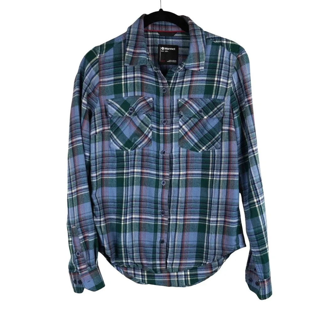 Marmot Womens Bridget Long Sleeve Teal‎ Flannel Shirt Size XS - Image 2