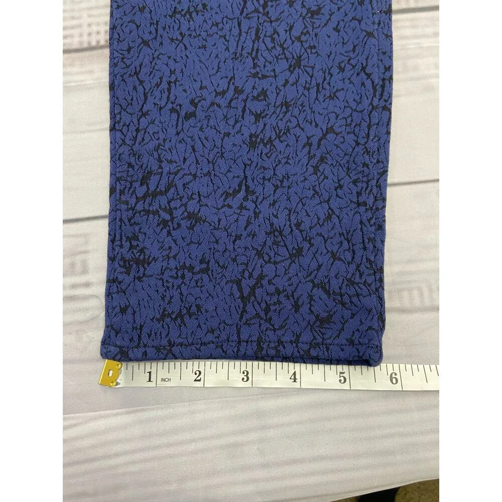Chicos 0.5 Slim Ankle Pants Womens S 6 Blue Floral Jacquard Jewel Button Stretch - Image 9