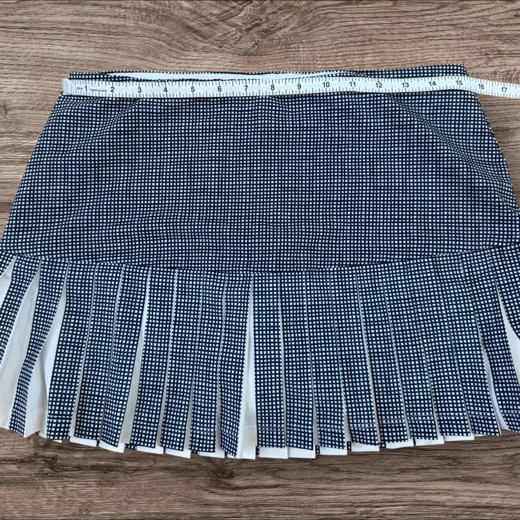 TORY SPORT Pleated Performance Tennis Skirt Women’s Medium Navy White Grid Blue - Image 6