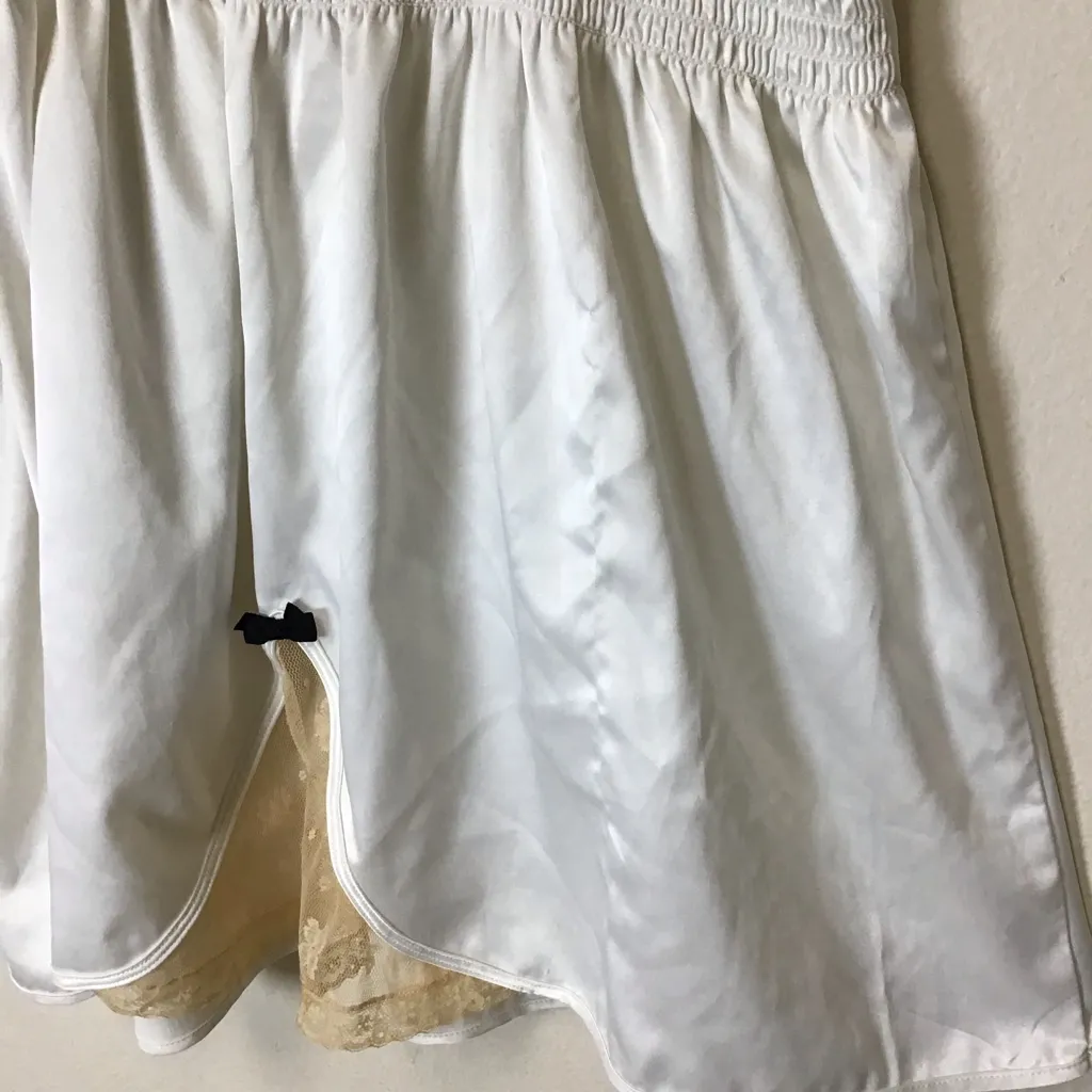Victorian Babydoll Cami Top Satin White Coquette Lace Bow Fairycore Y2K Sz M - Image 7