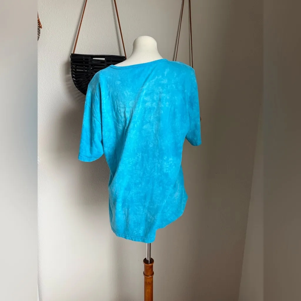 Vintage Lynee Apparel Blue Native American Short Sleeve Shirt, Size Medium - Image 3