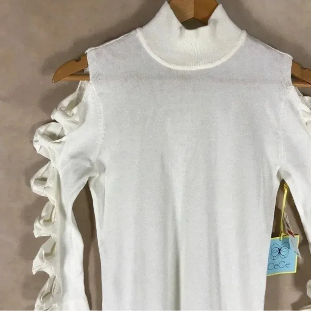 CECE Bowtie Cutout Sleeve Sweater NWT XS - Image 5