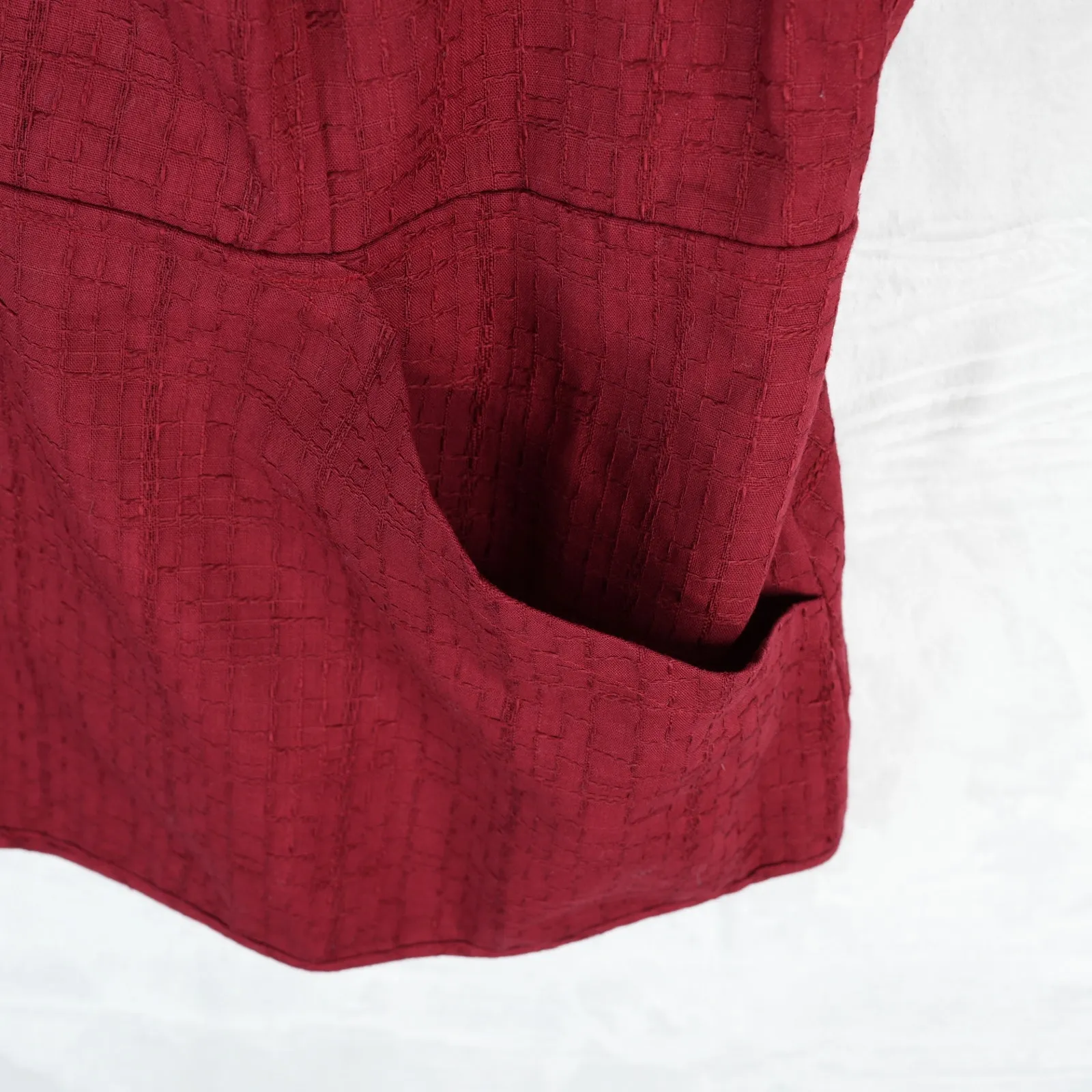 CJ Banks Jacket Womens 2X Red Texture Full Zip Cotton 3/4 Sleeve Shacket Boho Size XXL - Image 4