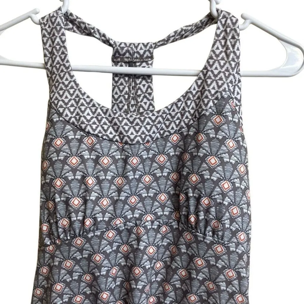 617. Prana geometic patterned athletic midi dress padded bra size small - Image 2