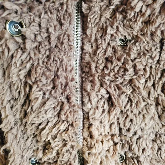 DejaVu mocha brown Teddy coat small collared zip - Image 3