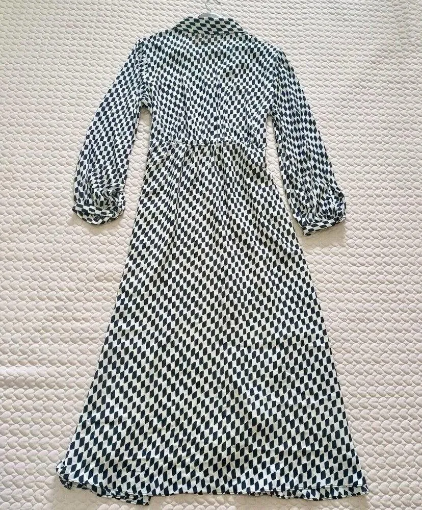 Mango NWOT  Rhombus Pattern Long Sleeve Midi Dress Size XXL - Image 9