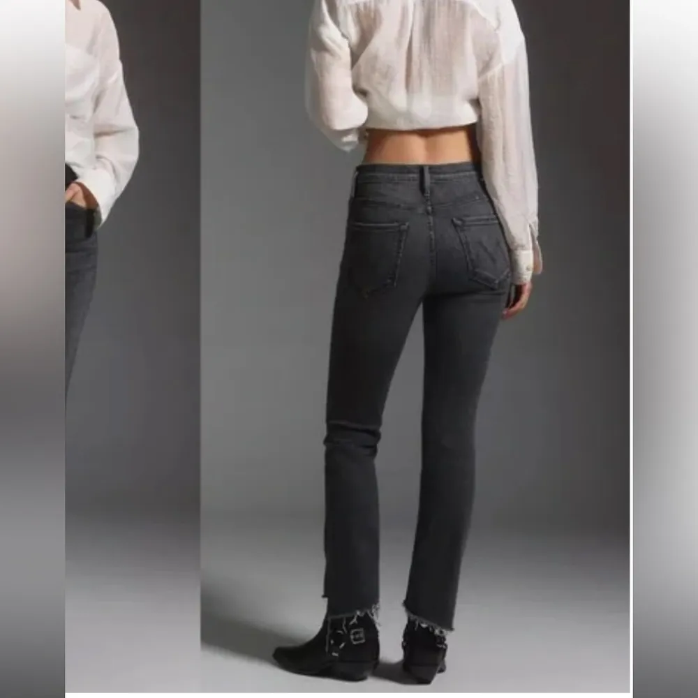 MOTHER The Insider Crop Step Fray Jeans up in smoke dark fall denim classic Black Size 29 - Image 2