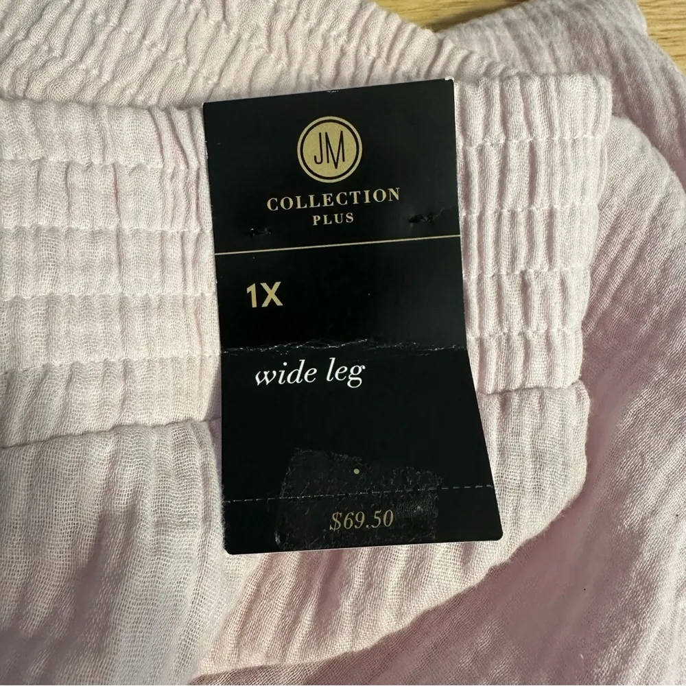 JM Collection Women's Wide Leg Gauze Pants in Lilac Sky size 1X NWT 100% Cotton - Image 10