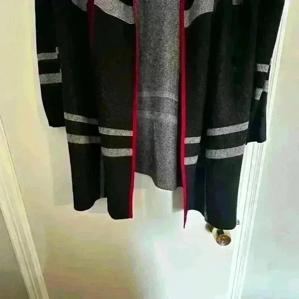 Kasper Edge To Edge Plaid Open-Front Cardigan. Size L. Lots of stretch. - Image 9