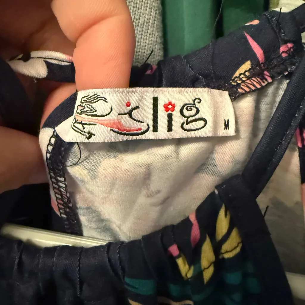 Blue Floral Halter Mini Sundress Wedding Feminine Flowy Medium - Image 3