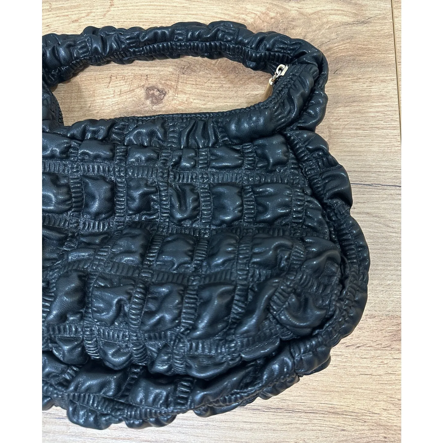 Jason Wu Fay Baguette Bag Black Vegan Leather Pre-Loved Quilted Top Handle - Image 7