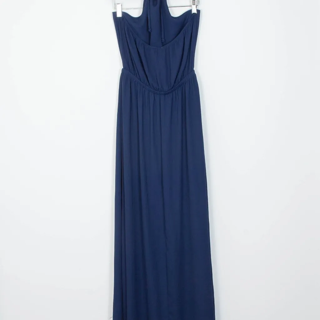 Show Me‎ Your MuMu Heather Halter Maxi Dress Navy Blue Womens Size Large - Image 7