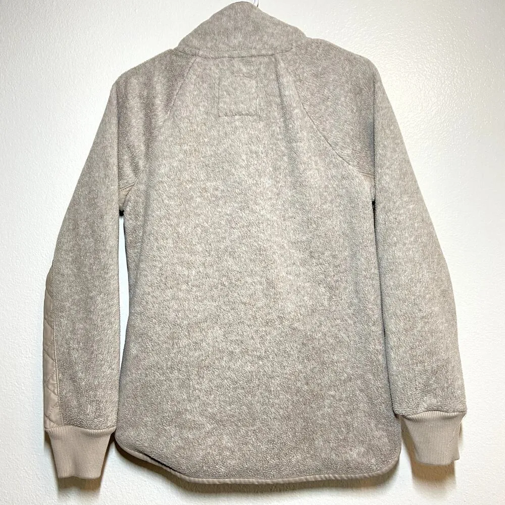 Abercrombie & Fitch Sherpa Fleece Quilted Sweatshirt Asymmetrical Snap Cream S - Image 5