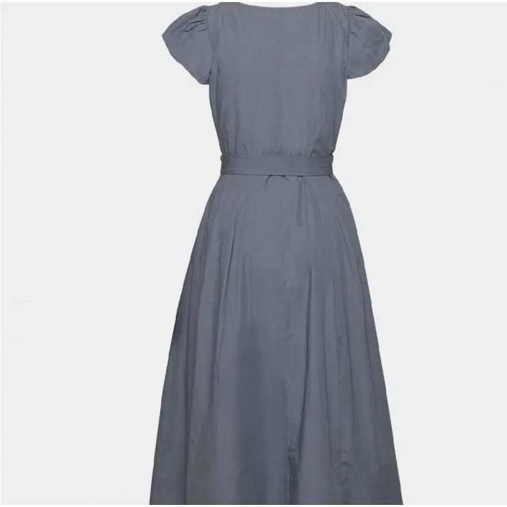 NEW Aritzia Wilfred Women's Governess Cotton Poplin Dress Vintage Navy - Image 7