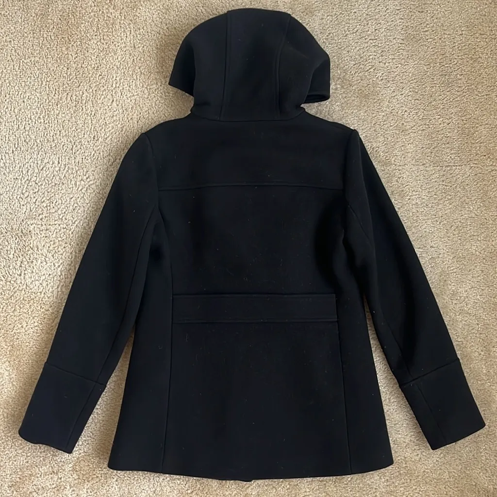 Theory Black Duffle Wool Hooded Coat in Womens Size Small Petite - Image 2