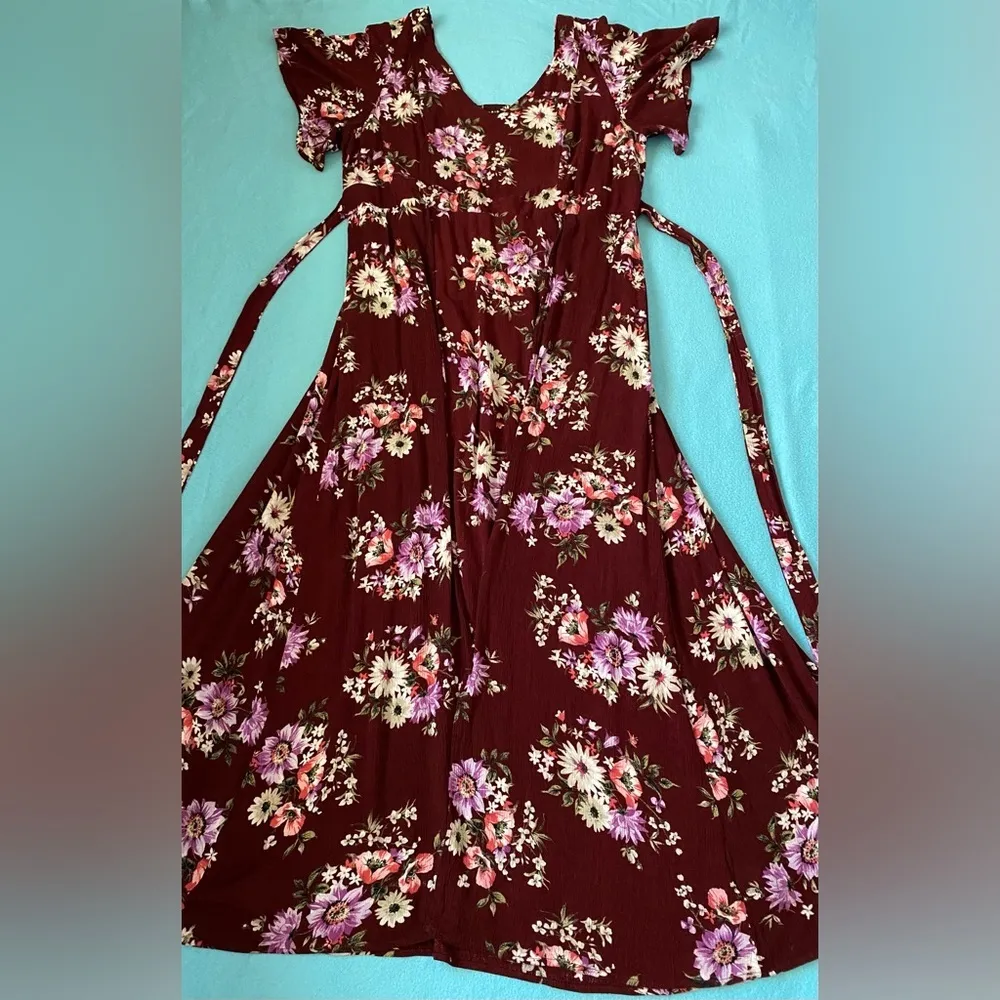 TORRID gauze floral maxi dress short flutter sleeve smocked NEW size 14/16 - Image 4