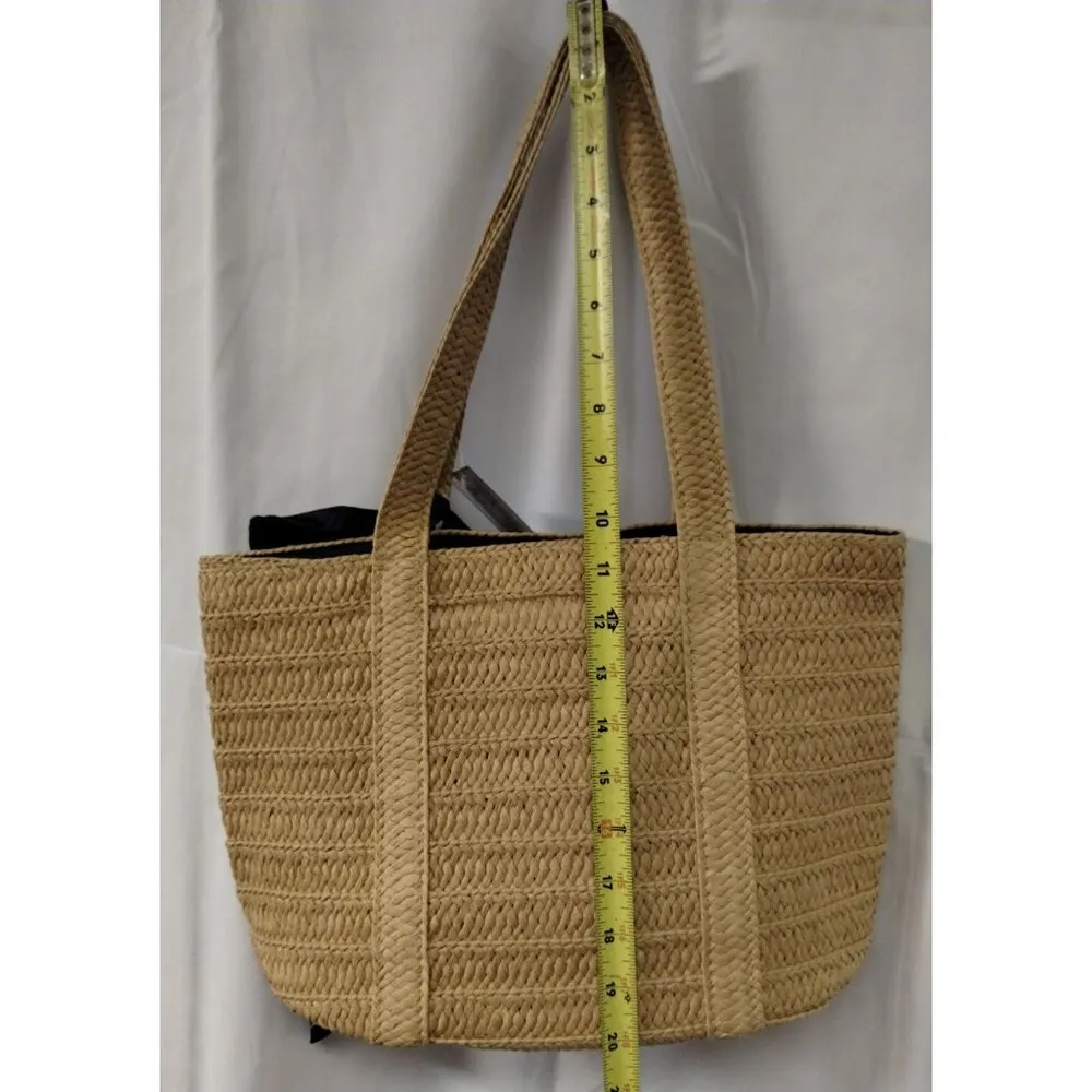 Draper James Women's Tan/Navy Blue Straw Shoulder Bag SKU 2047 - Image 3