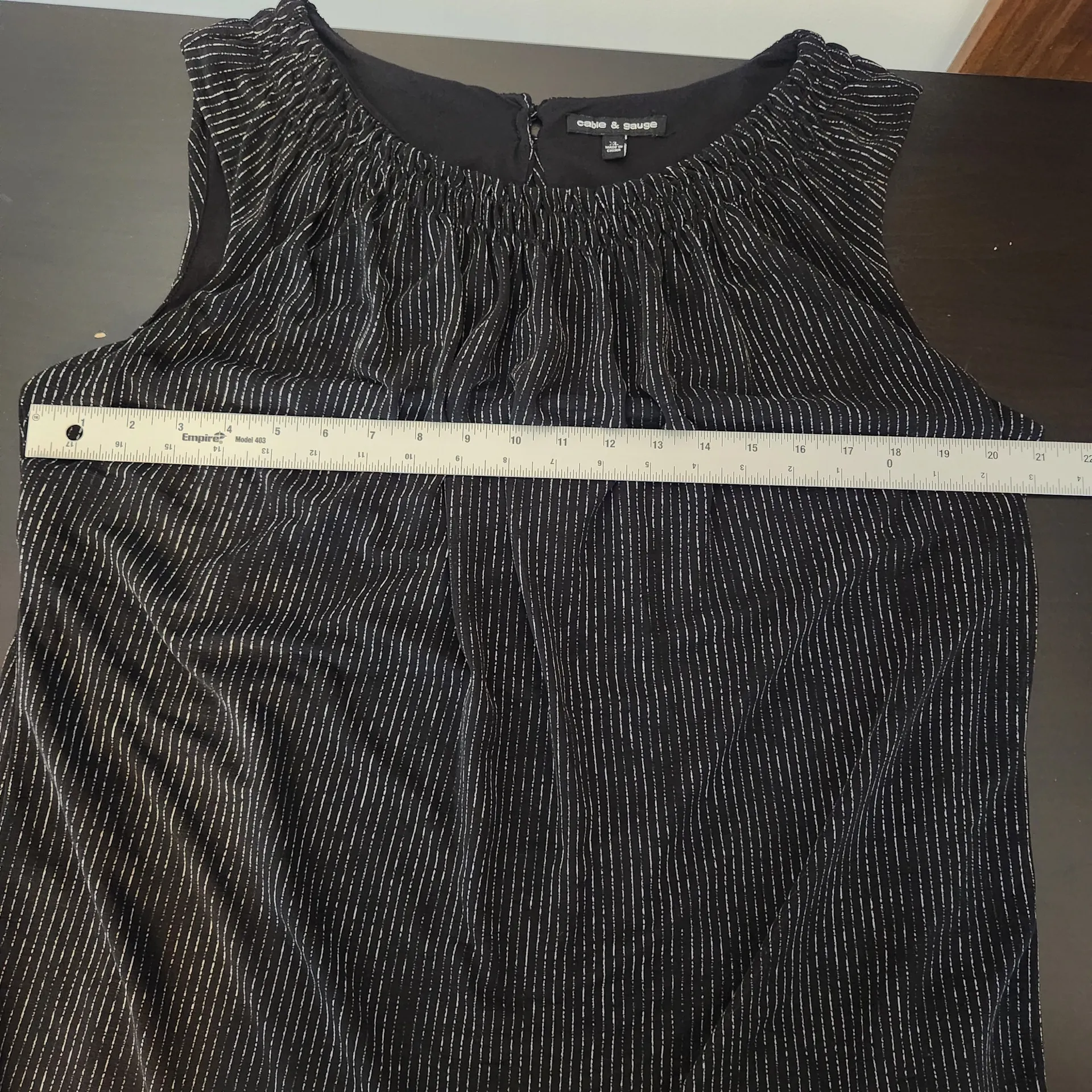 Cable & Gauge Black and White Stripe Sleeveless Top Size XL - Image 5