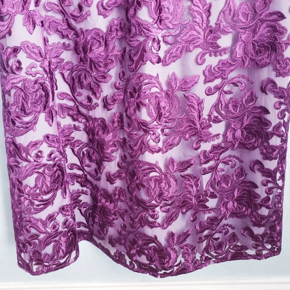 JS Collections Illusion Bateau Neck‎ Embroidered Gown - Image 5