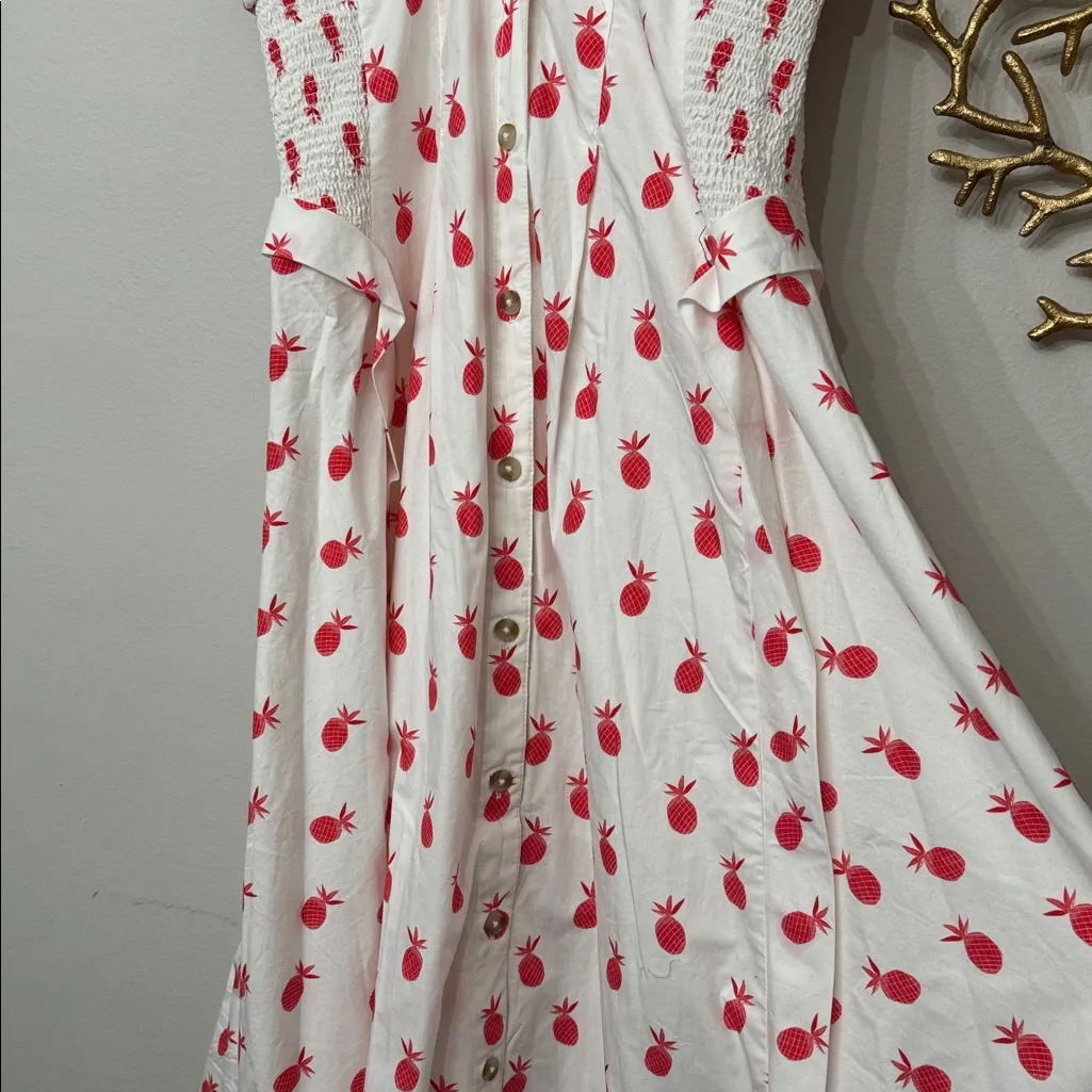 NWT Anthropologie Short-Sleeve V-Neck Pleated Midi Dress pineapple size small - Image 8