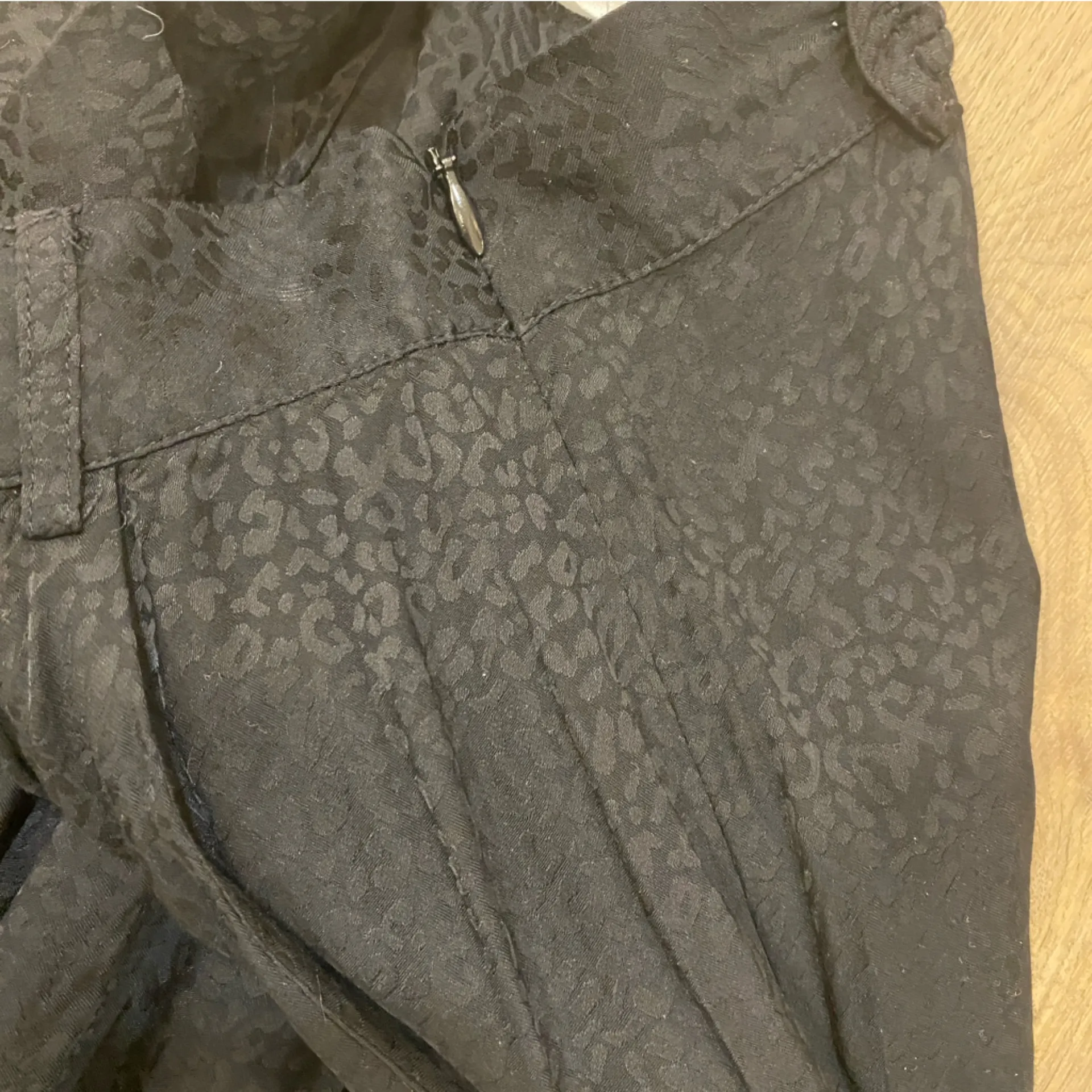 🌟BA&SH🌟JACKO WIDE LEG LEOPARD ANIMAL JACQUARD PRINT BALLOON PANT BLACK SZ XS - Image 7