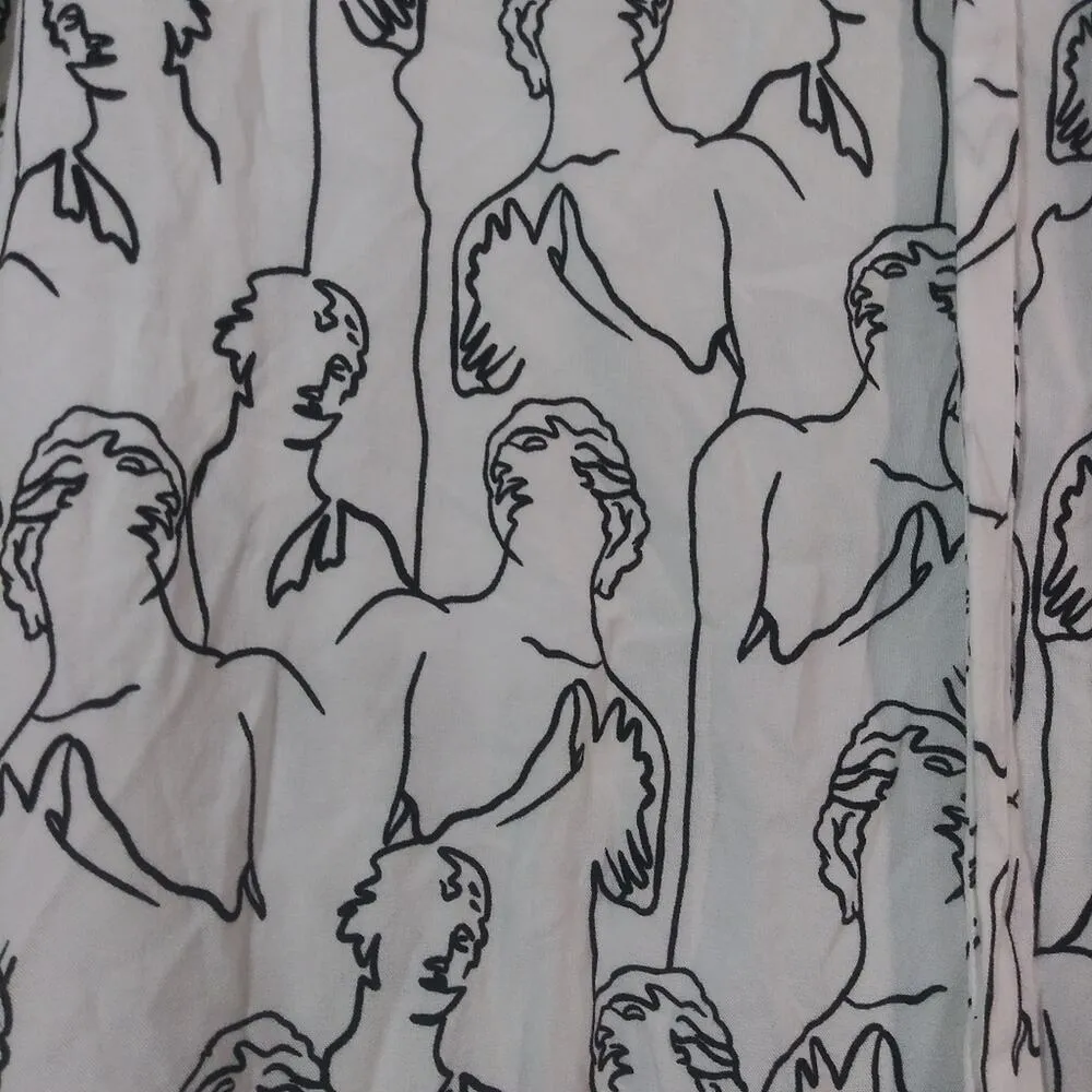 Asos White Tie Neck Artsy Abstract Print Man Long Sleeve Blouse Size Small - Image 4