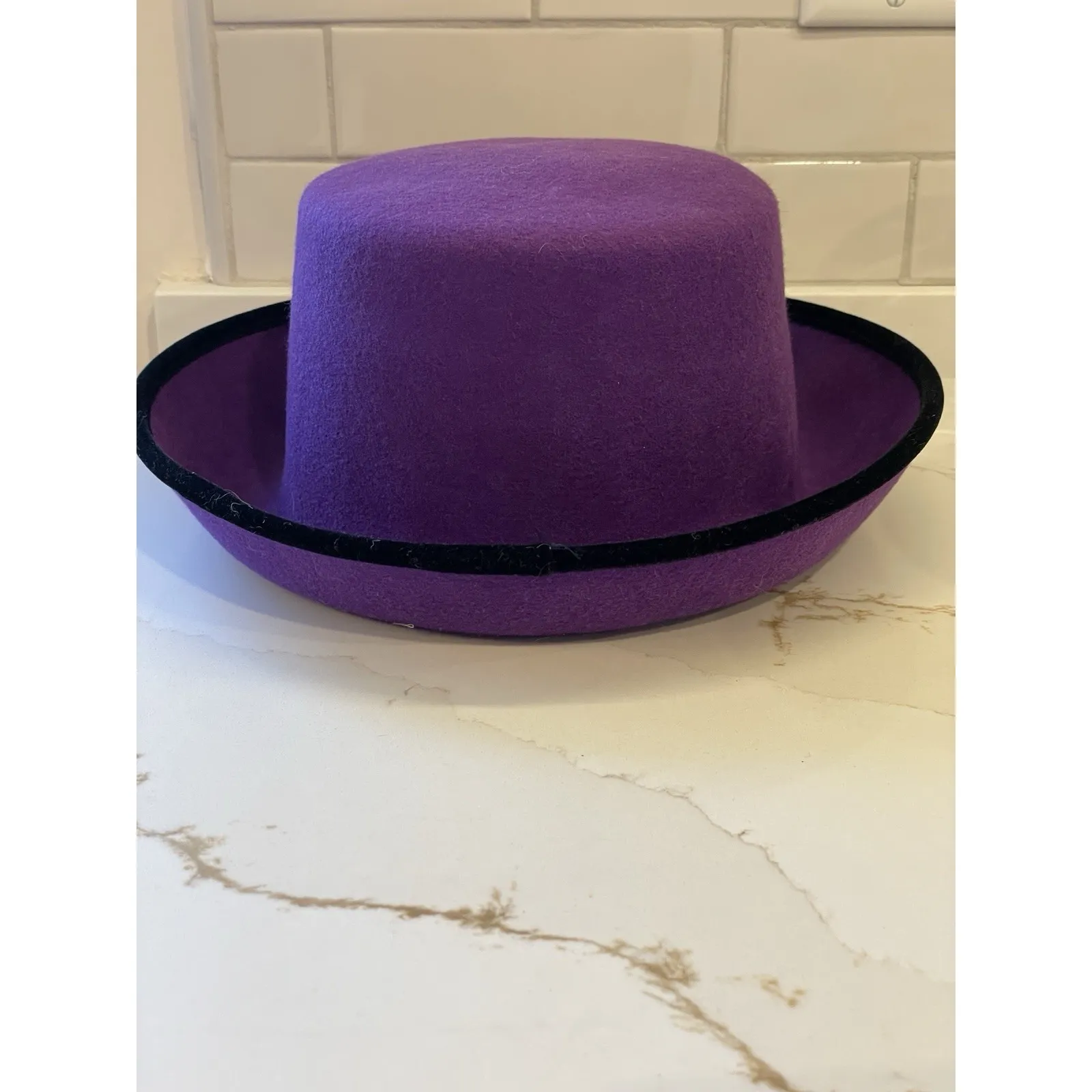 Vintage Street Smart Felt Betmar Hat Women Purple Black 100% Wool Kettle Brim - Image 2