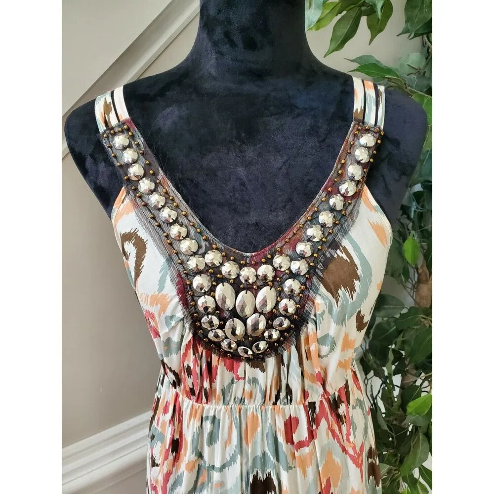 Romeo & Juliet Women's Multicolor 100% Rayon V-Neck Sleeveless Maxi Dress Size M - Image 5