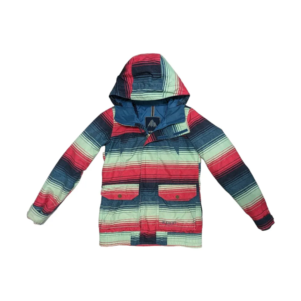 Burton Cassidy Jacket Snowboarding Ski Coat Striped Da Nang Dryride Pink Green - Image 2