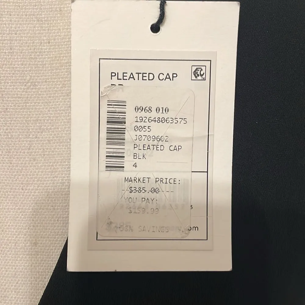 Theory Black Cap Sleeve Deep V Neck Dress, NWT - Image 10