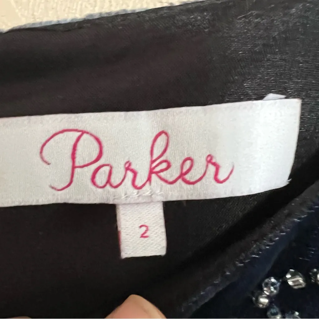 Parker Donatella Velvet Dress Eclipse Blue Sz 2 Long Bell Sleeves REVOLVE Silk - Image 11