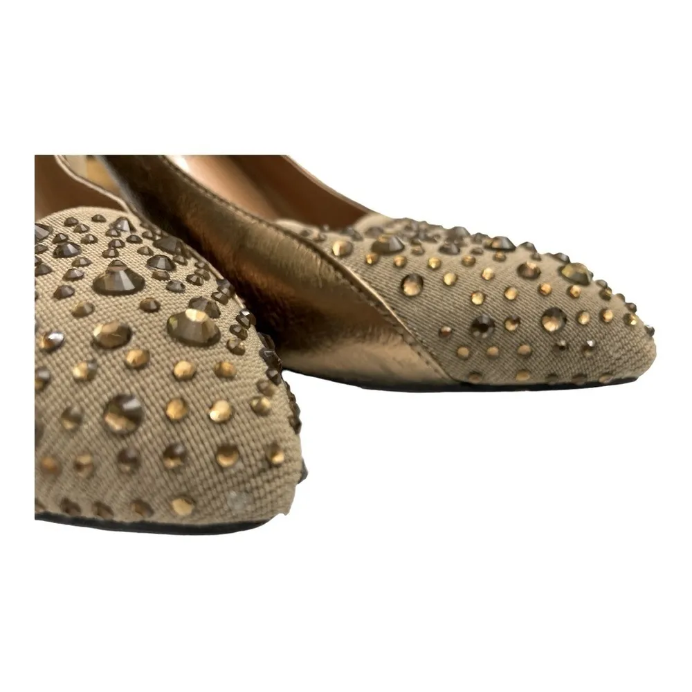 J.Renee High Heel Shoes w/ Rhinestones On Pointy Toe. Tan And Bronzish Gold 7.5N Size 7.5 - Image 11