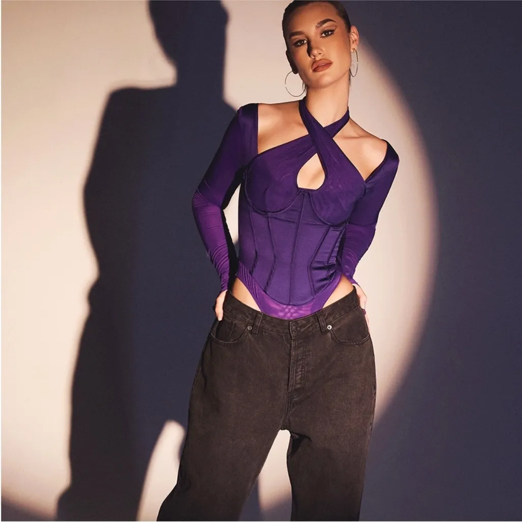 HOUSE‎ OF CB 'Angharad' Grape Halterneck Corset Bodysuit NWOT size S D-DD - Image 9