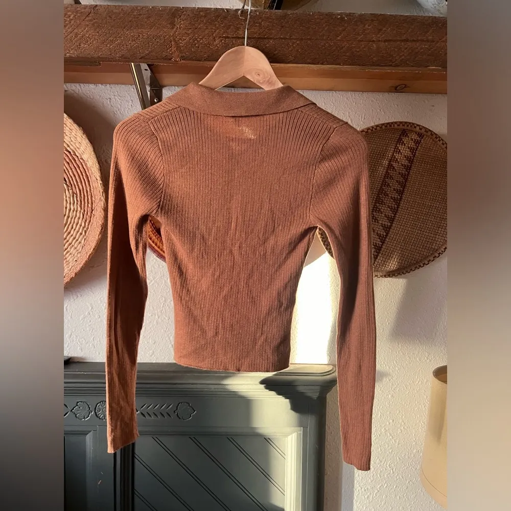 Rolla’s Caroline Longsleeve cashmere blend Knit ribbed Top-brown/tan/minx sz xs - Image 6