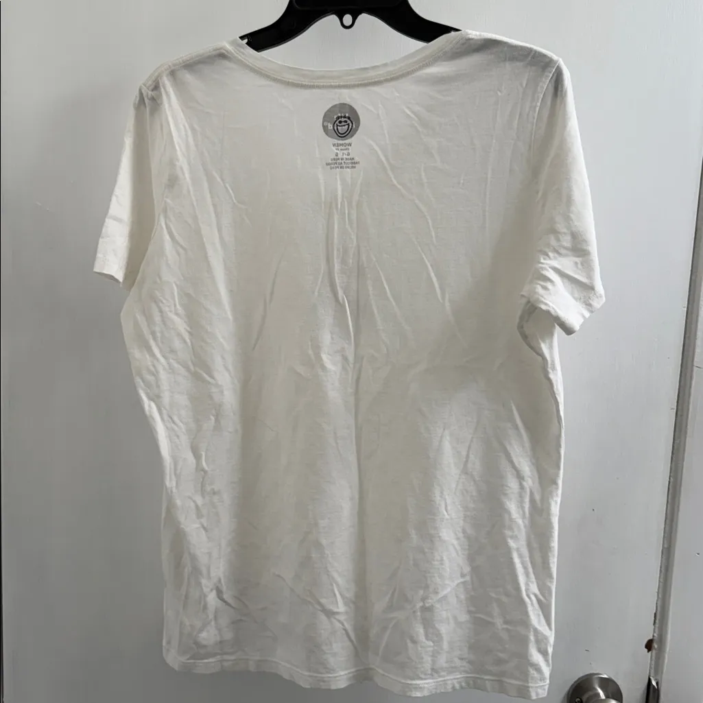 Life Is Good V-neck White Tee with Lighthouse Graphic large - Image 2