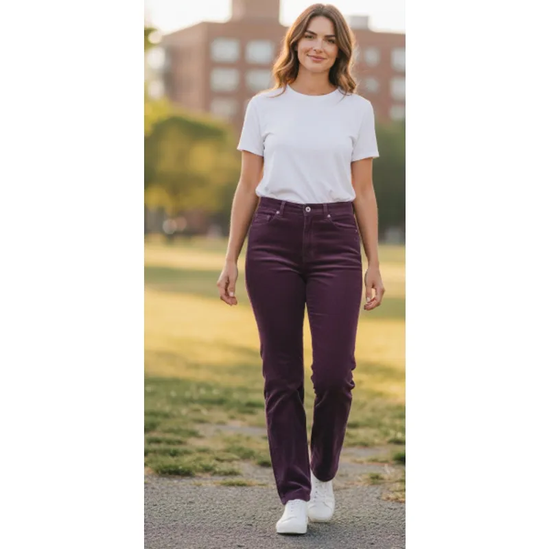 Hunter's Run Vintage Burgundy High Waisted Corduroy Slacks size 27 Purple - Image 12