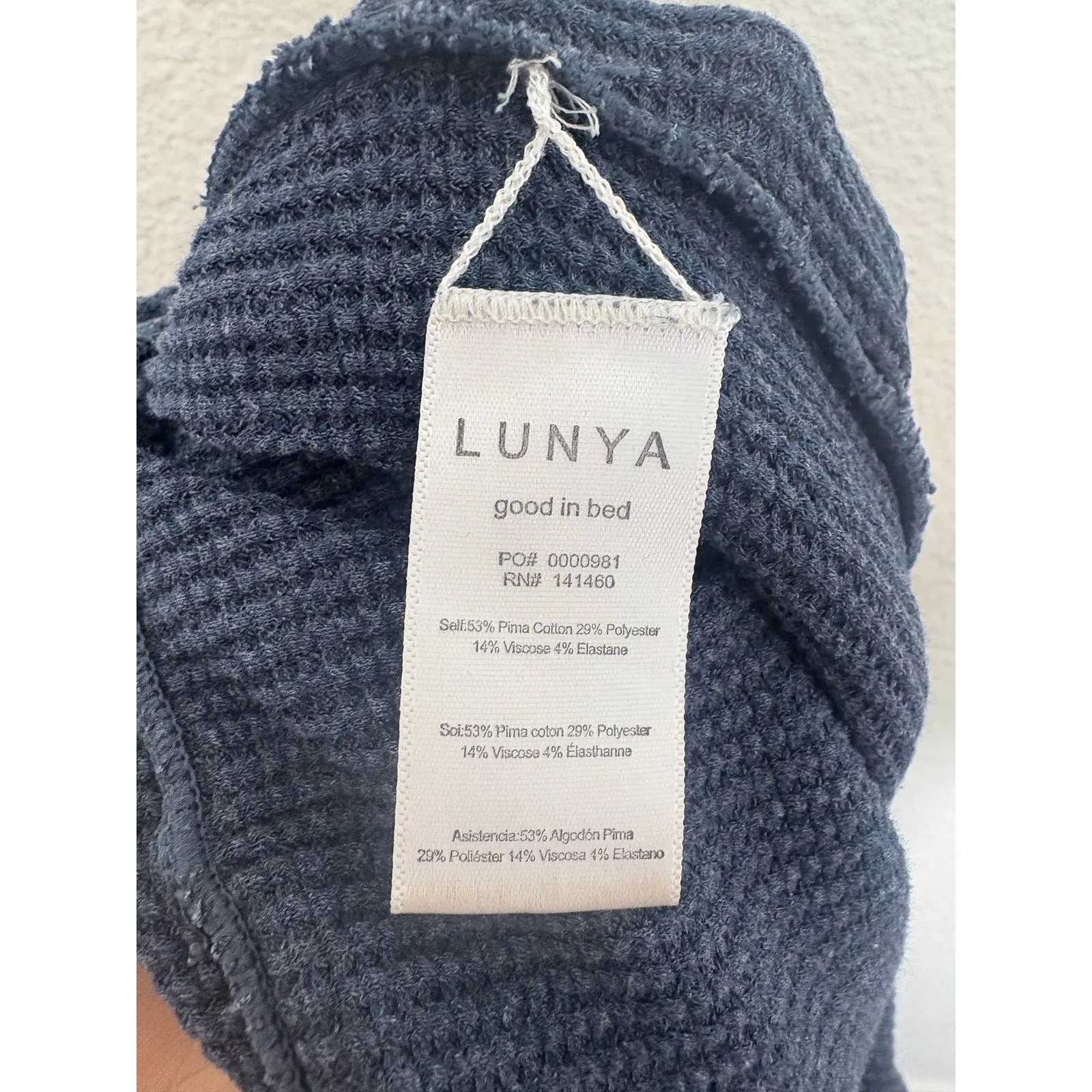 Lunya Restore Thermal Draped Jogger Medium Blue Waffle Knit Lounge Pants Comfort - Image 7