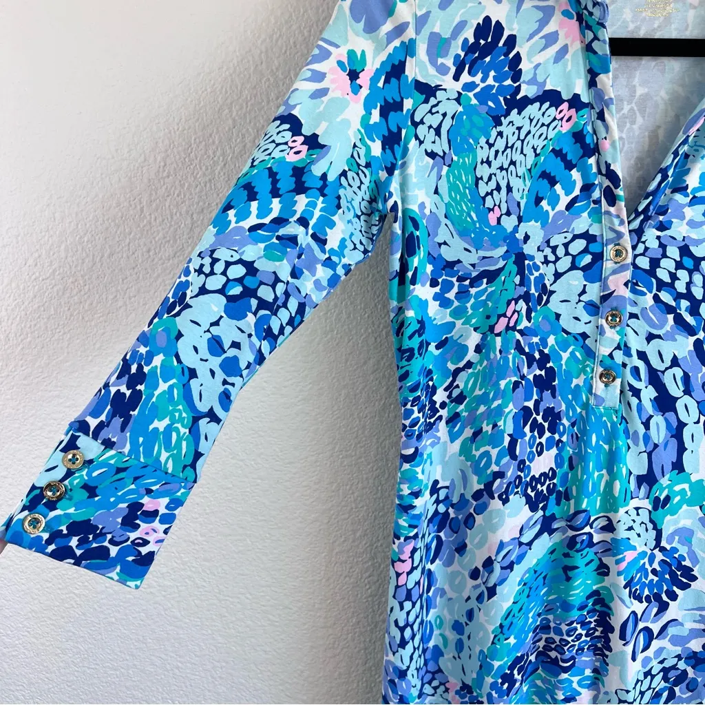 Lily Pulitzer Women's Ansley Polo Dress Turquoise Oasis Wave After Wave - Image 2